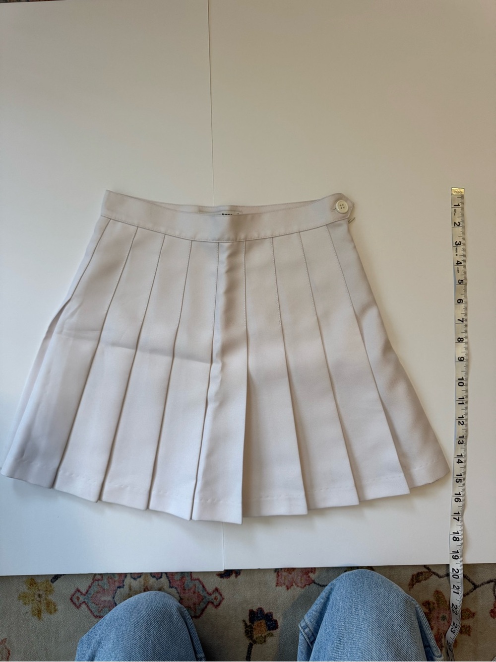 American Apparel White Pleated Mini Skirt